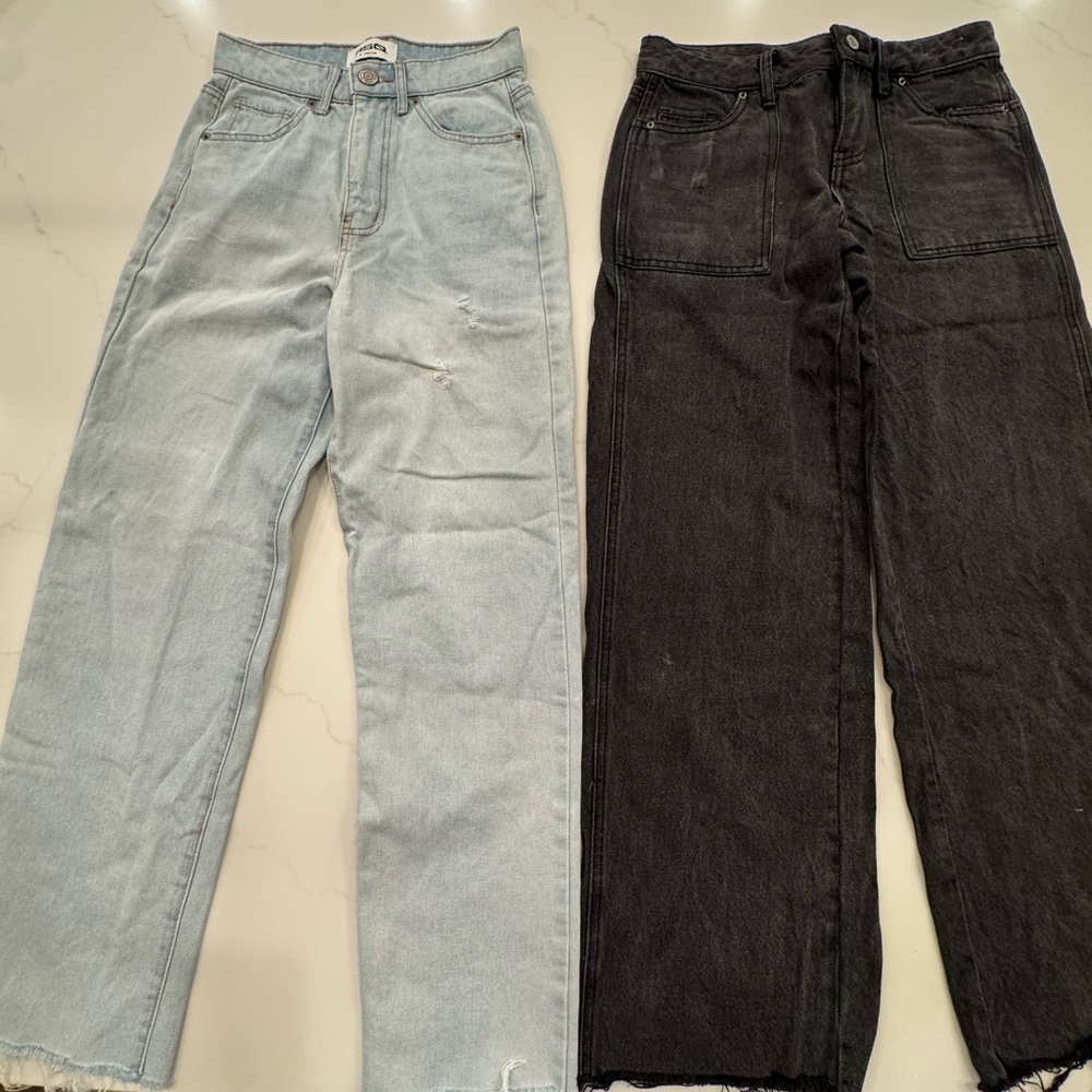 PacSun Women's Boot Cut Jeans in Black wash & RSQ light wash baggy jeans style